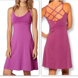 Prana Rebecca Striped Athletic Beach Sundress Orchid Small